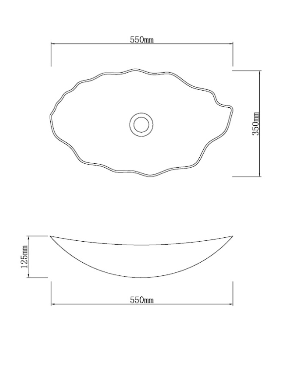 Infinity Tempered Glass Leaf Specical Shape Above Counter Art Basin 550*350*125mm