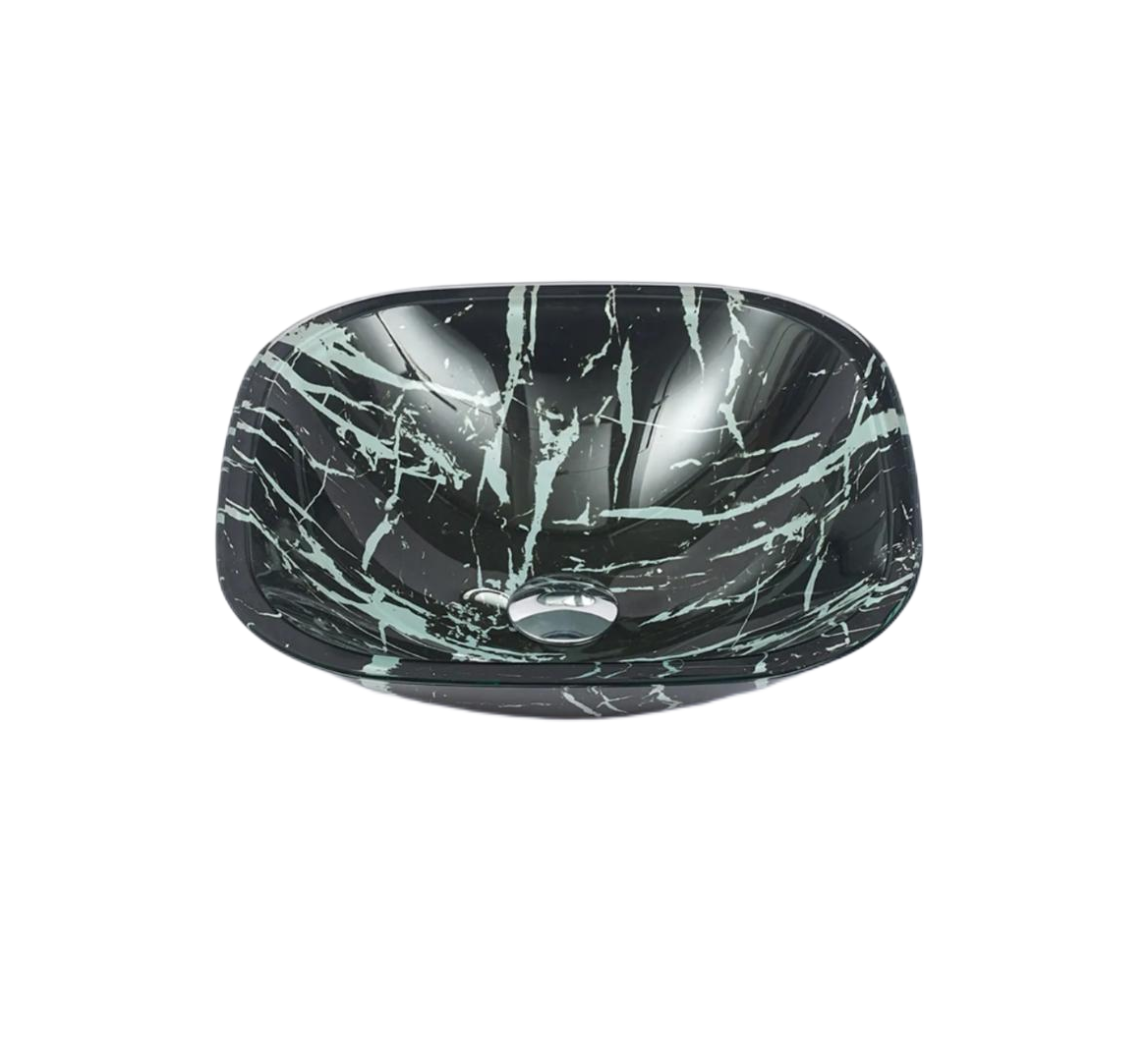 Infinity Double Layer Tempered Glass Square Above Counter Art Basin 400*400*140mm