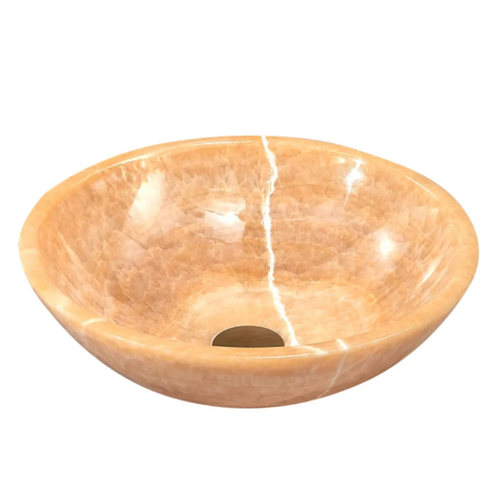 Infinity Yellow Onyx Stone Round Above Counter Art Basin 420*420*140mm