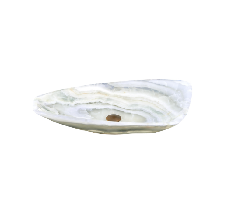 Infinity White Onyx Nature Stone Curved Special Shape Above Counter Art Basin 700*390*110mm