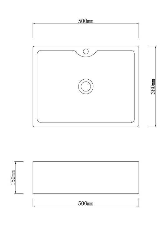 Infinity Natural Black Marble Stone Rectangle Above Counter Art Basin 500*380*150mm