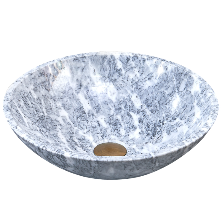 Infinity Grey Marble Nature Stone Round Above Counter Art Basin 420*420*140mm