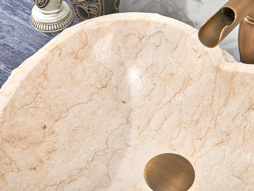 Infinity Marble Nature Stone Heart Shape Specical Shape Above Counter Art Basin 440*460*140mm