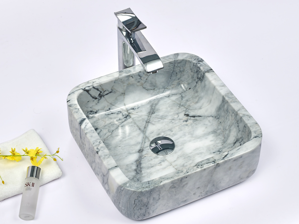 Infinity Marble Nature Stone Square Above Counter Art Basin 400*400*140mm