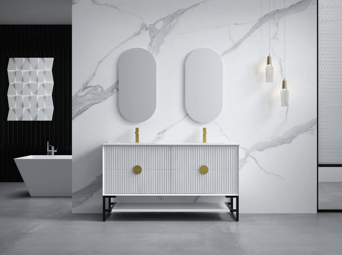 Infinity KINGO Matt White Wall Hung/Free Standing Plywood Vanity | All Sizes | Single/Double Bowl Options