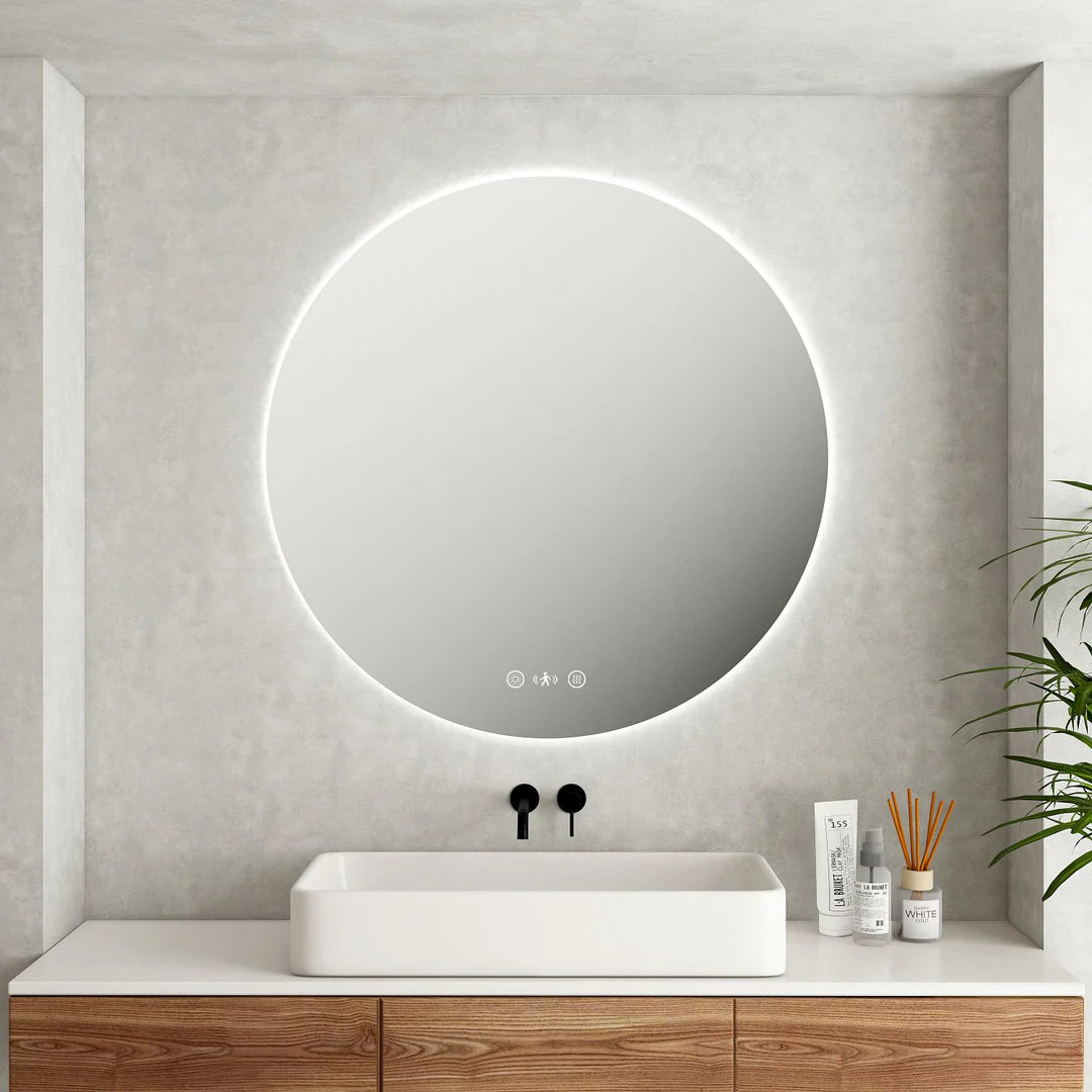 Mercio Luna LED Round Frameless Copper-free Pencil Edge Mirror – 600 / 750 / 900mm