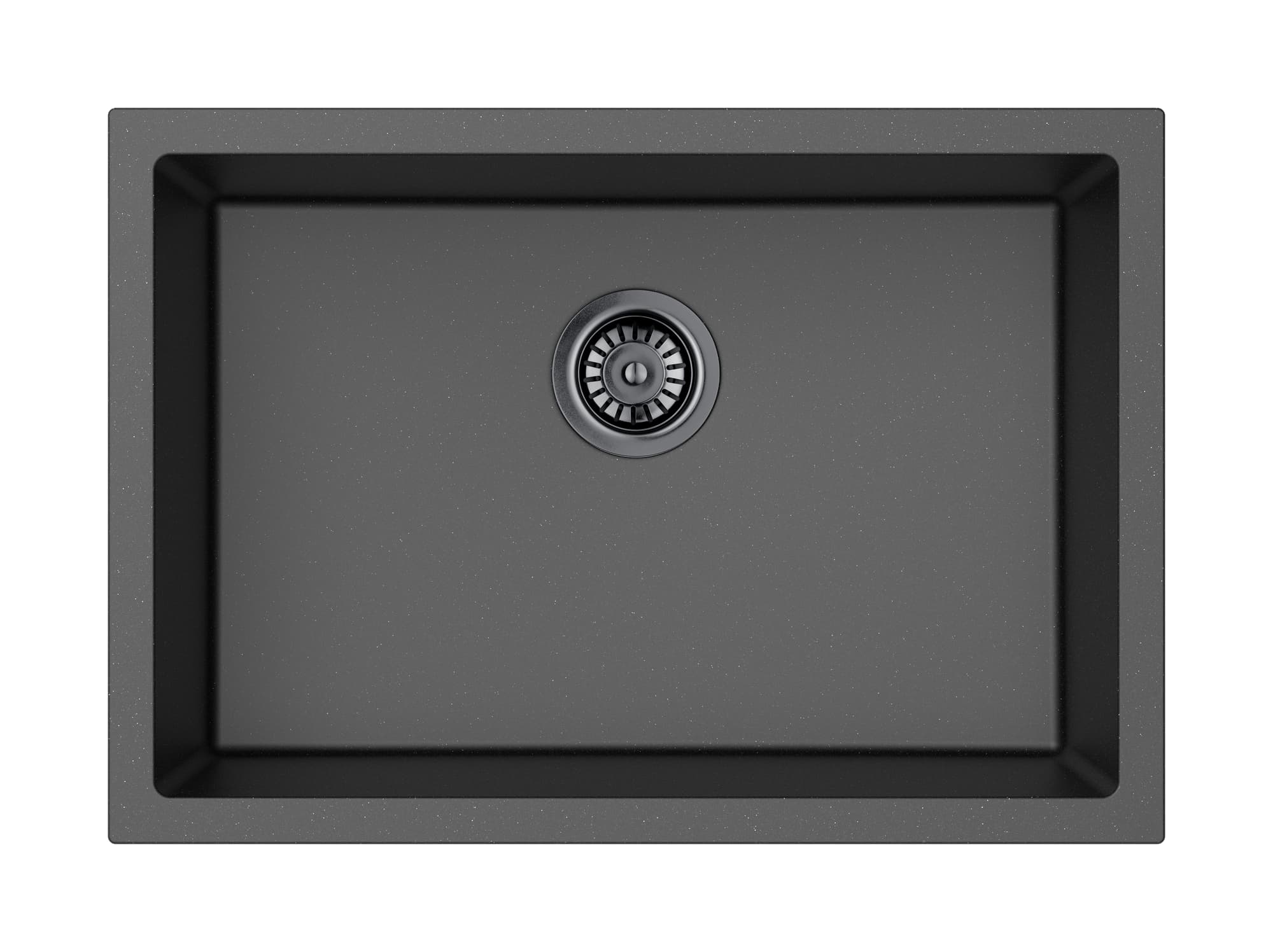 Crete Granite Single Bowl Sink 660×460×225mm Matte Black with bowl size 598×397×225mm
