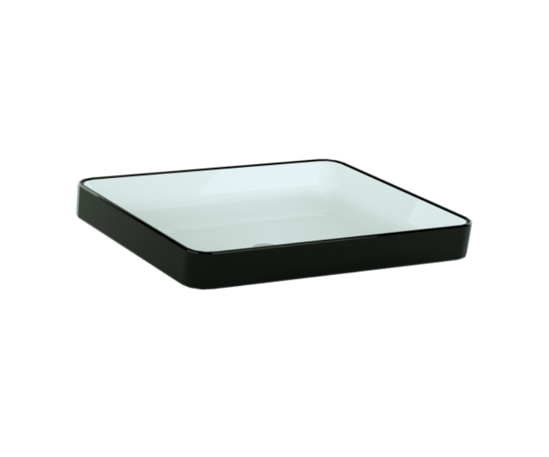 Modern square black and white bathroom basin, Secasa Home designer vanity sink