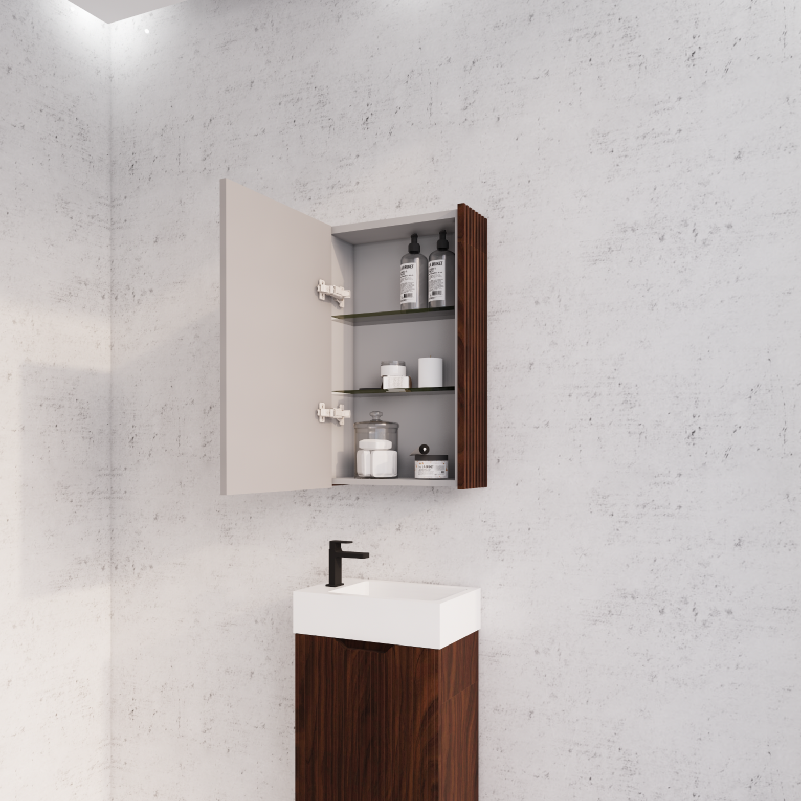 RIVA Geneva Brown Oak Fluted Mirror Shaving Cabinet (450mm to 1500mm)