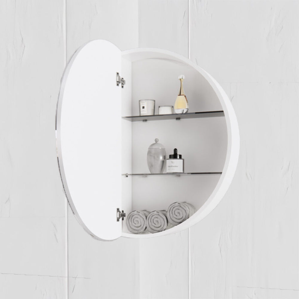 RIVA London Round 800x800mm Shaving Cabinet – Matte White / Matte Black