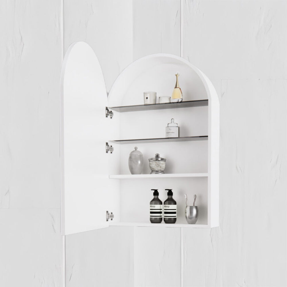 RIVA London Arch Shaving Cabinet – 600x870mm – Matte White / Matte Black