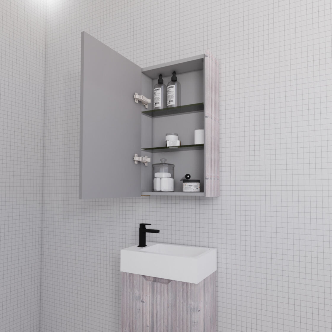 RIVA Geneva White Oak Fluted Mirror Shaving Cabinet (450mm to 1500mm)