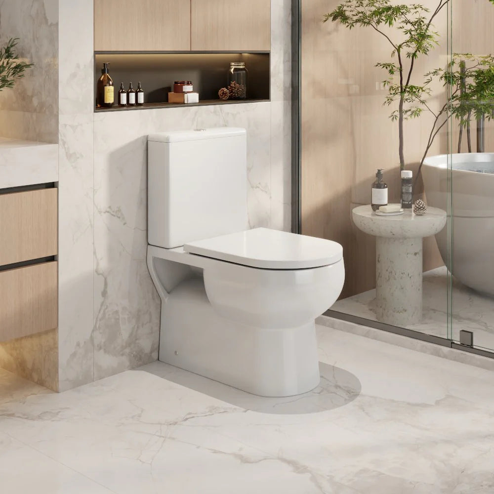 Mercio Moi Rimless Flush Back to Wall Gloss White Toilet Suite