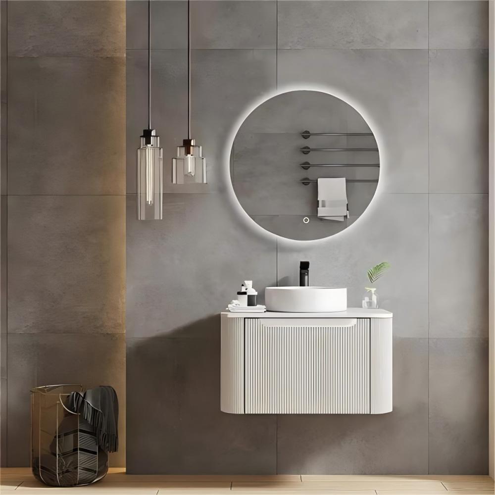 MERCIO Rome Matt White Fluted Curved Wall-Hung Vanity 600-1500mm