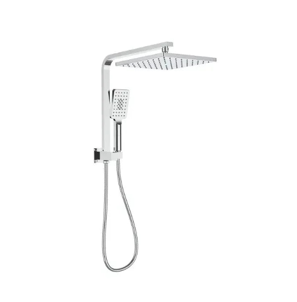 Modern chrome dual shower head with handheld and square rain shower from Secasa Home