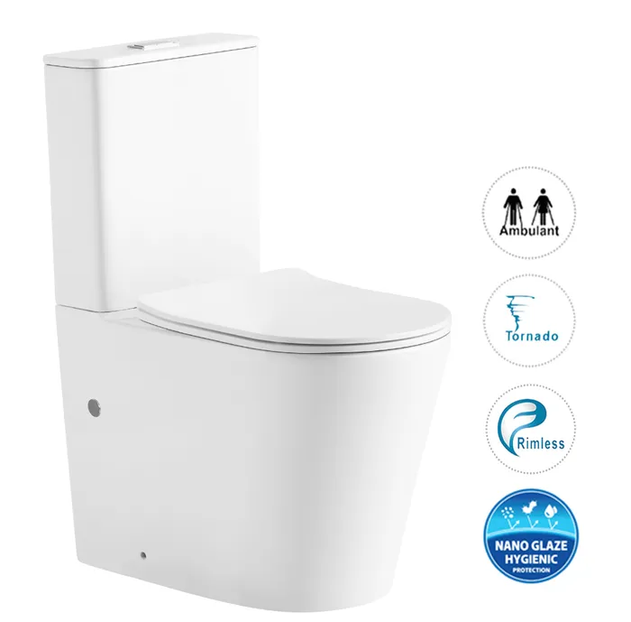 Inspire Radiant Back to Wall Tornado Flush + Rimless Bowl Toilet – Gloss White / Matt White / Matt Black