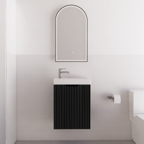 RIVA Vienna Mini Wall Hung Vanity – Matte Black | 450×250×550mm