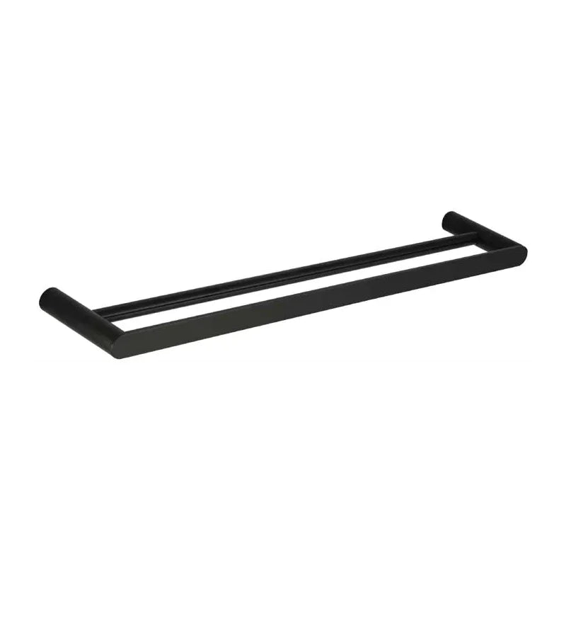 Matte black double towel rail, modern bathroom accessory from Secasa Home