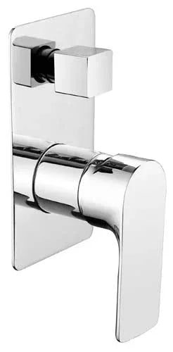 Modern chrome bathroom shower mixer tap with square wall plate from Secasa Home