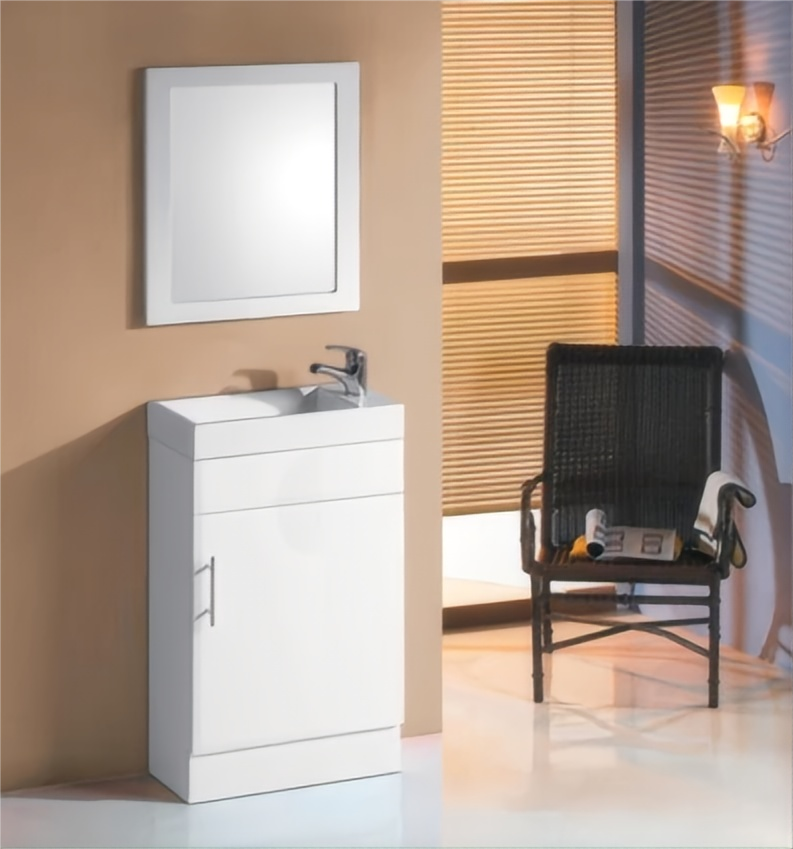Sunny PVC Freestanding Narrow Vanity – Gloss White | 400×220×860mm