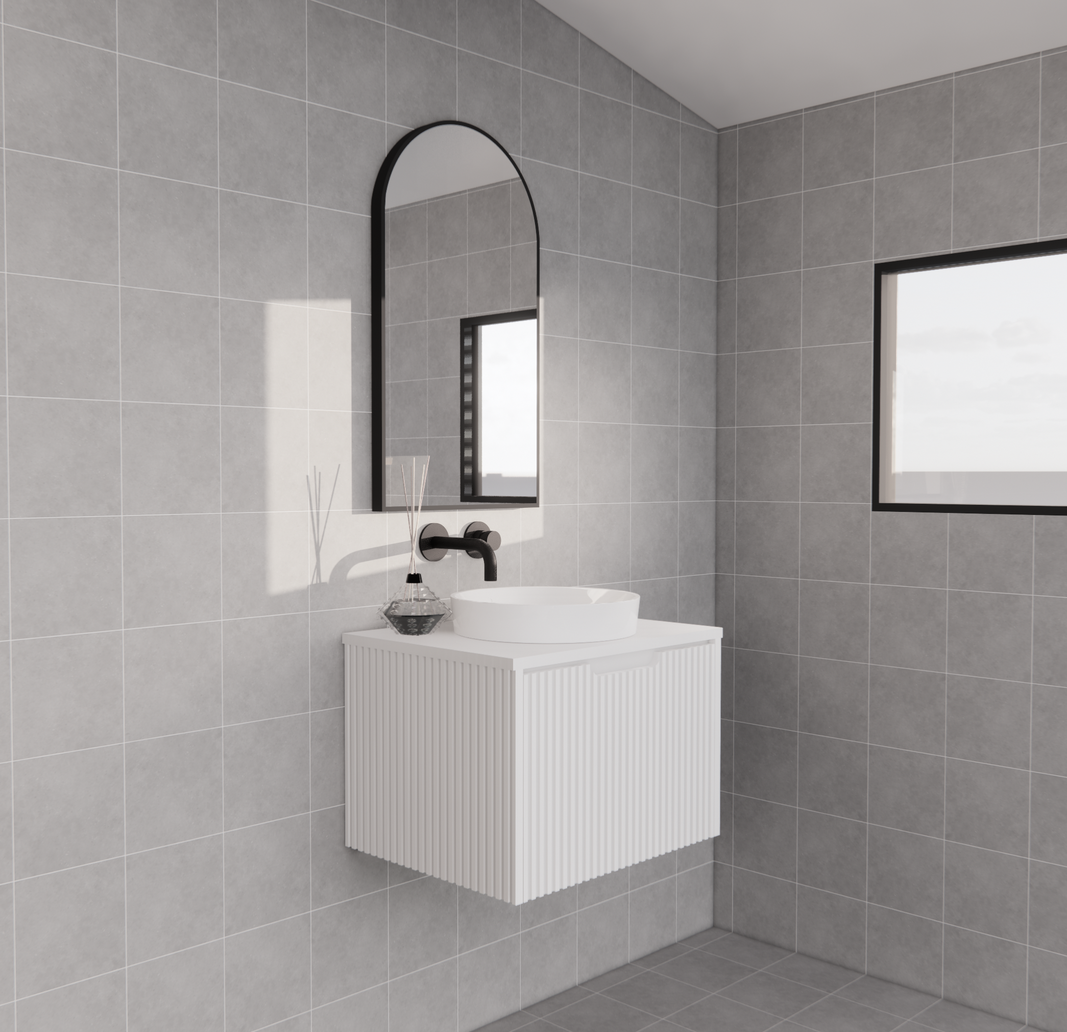 RIVA Vienna Wall Hung Vanity – Matte White Fluted | 600–1500mm