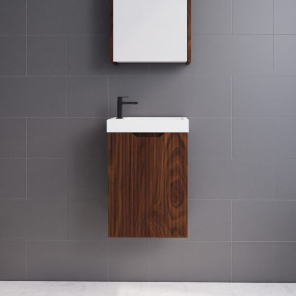 RIVA Vienna Mini Wall Hung Vanity – Brown Oak | 450×250×550mm