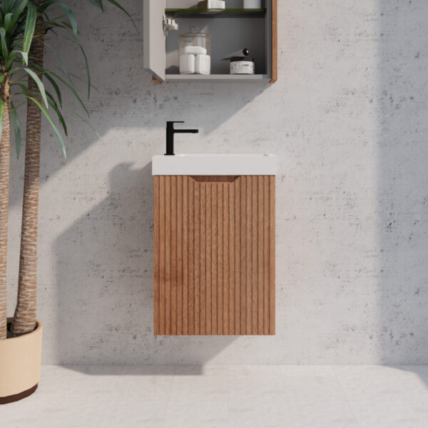 RIVA Vienna Mini Wall Hung Vanity – Solid Timber | 450×250×550mm