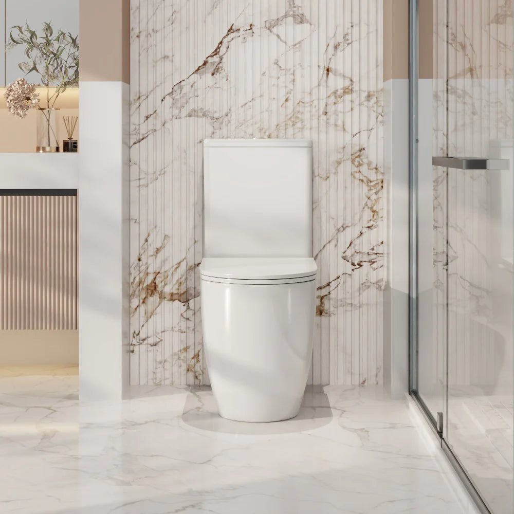 Mercio Walton Quiet Flush Back to Wall Gloss White Toilet Suite