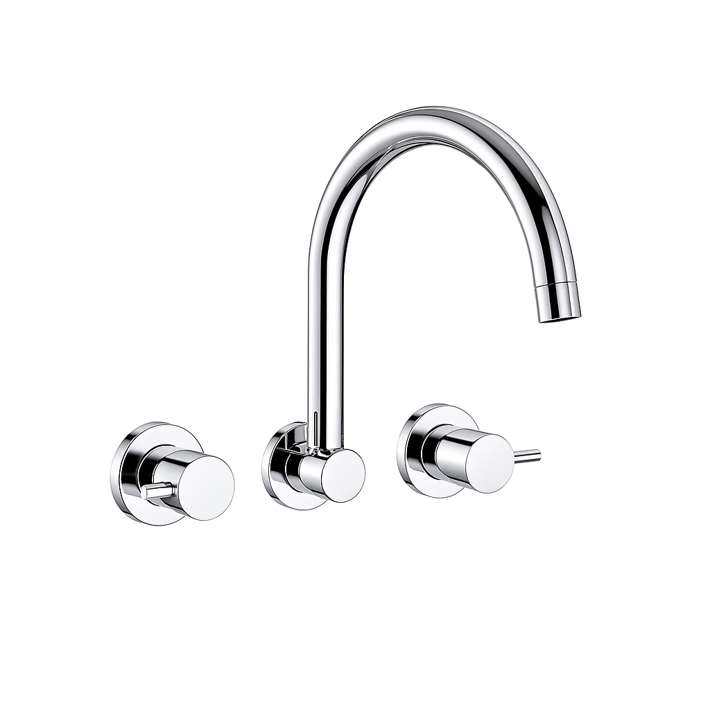 ACL Lead-Free Chrome Wall Top Assemblies With Swivel Spout Set For Laundry Wall Basin Sink