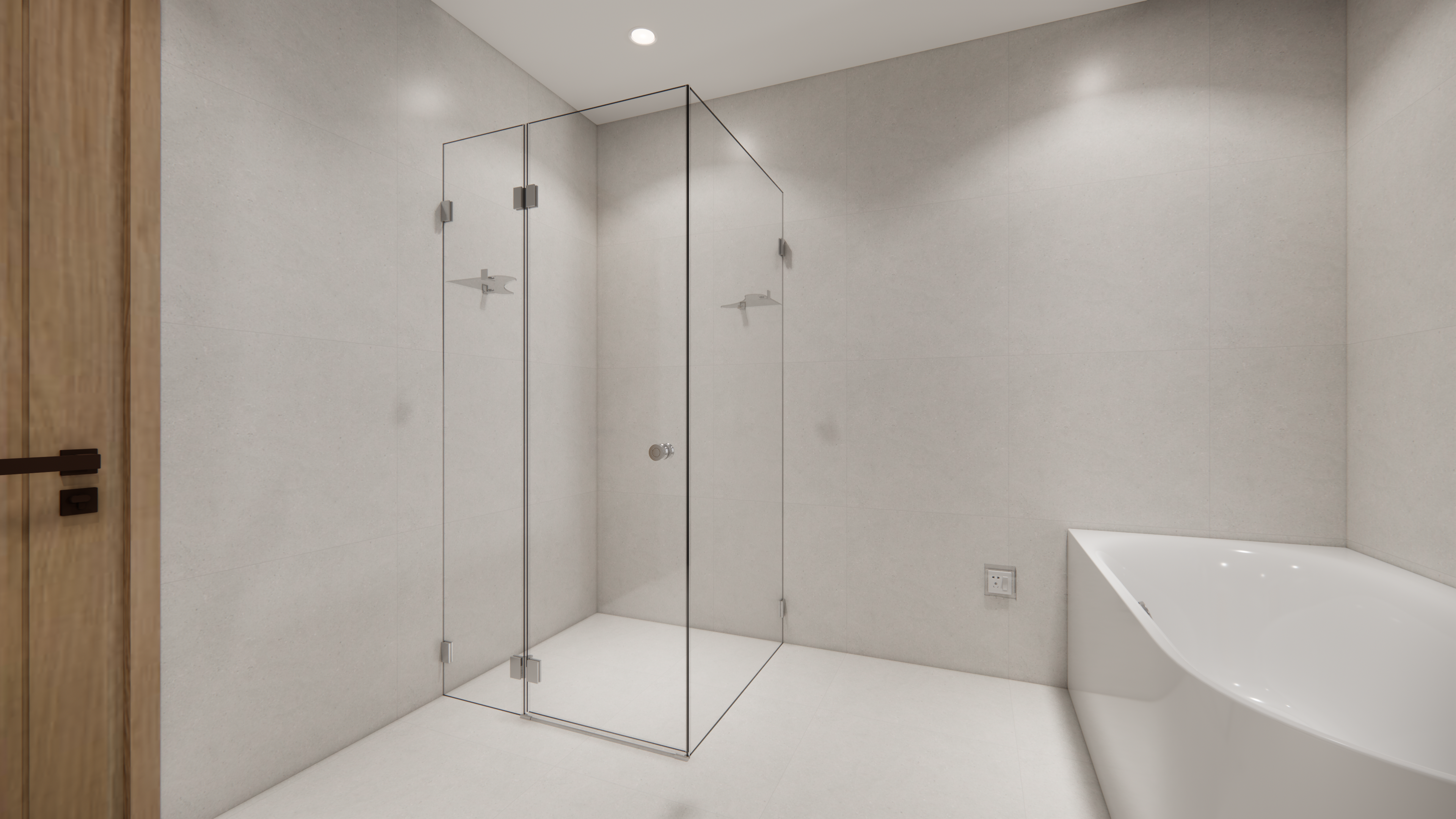 Sunny Square Frameless Pivot Door Shower Screen 900–1200×2000mm — Knob Handle