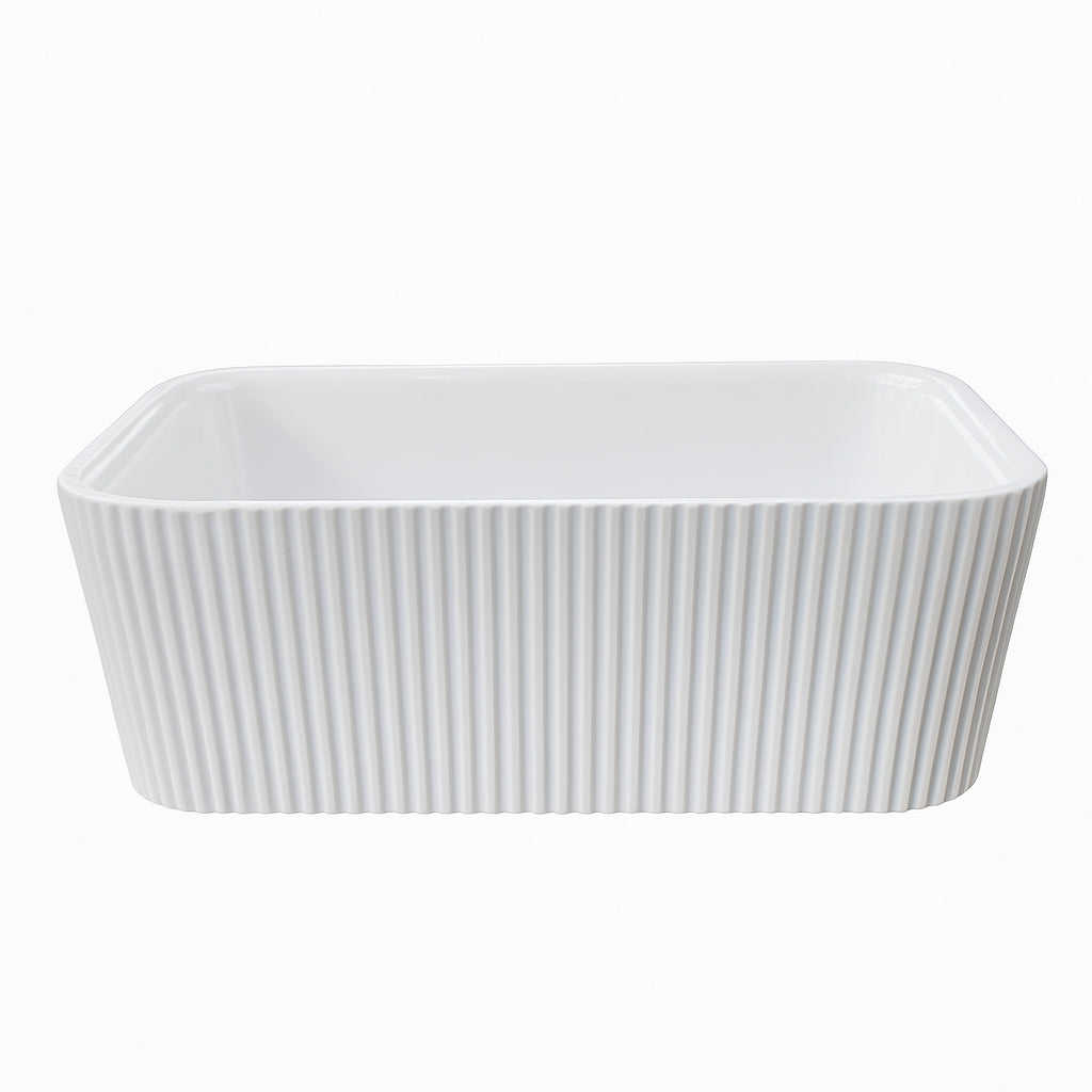 Sunny 110 1500–1700×750×580mm Fluted Gloss White / Gloss Black Rectangle Acrylic Freestanding Bathtub