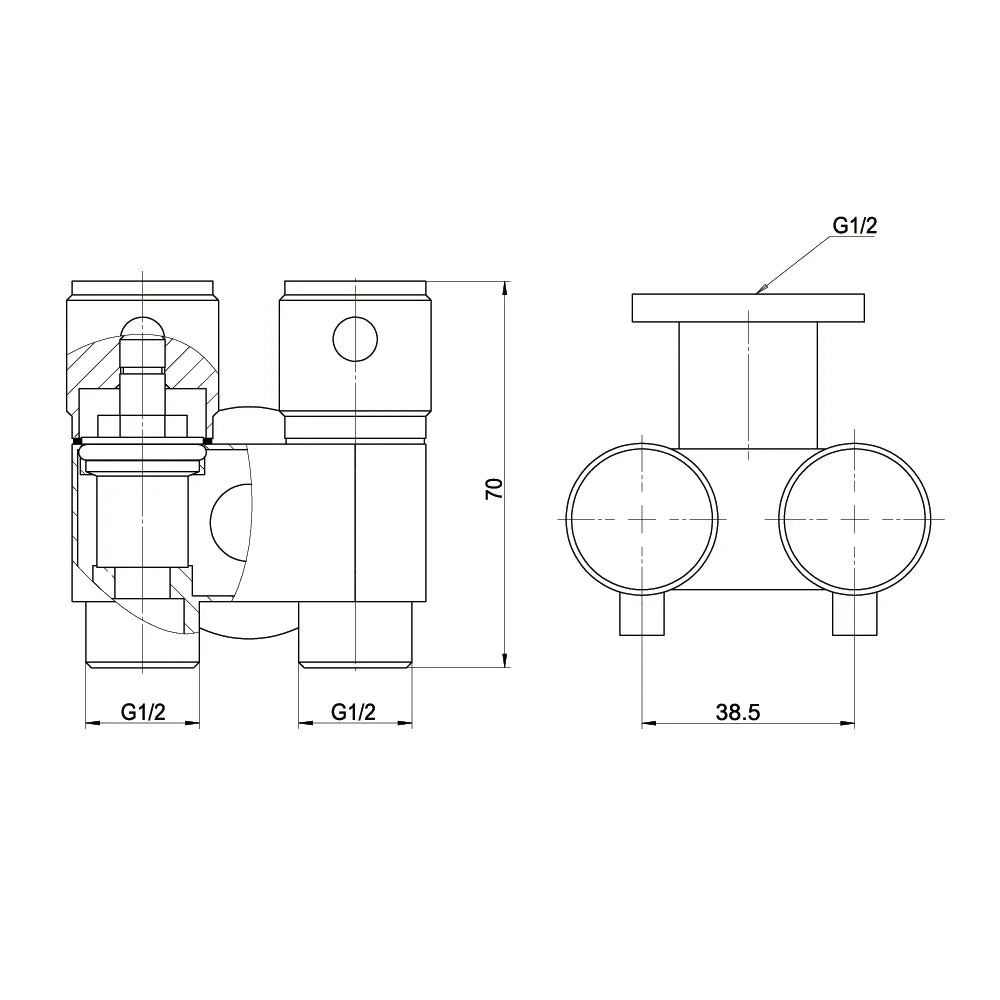 Amoza DN15 Dual Cistern Tap size and dimensions
