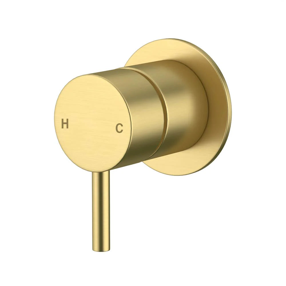 Amoza MX8678BG Brushed Gold 304 SS Wall Mixer Body. Features 50mm Pin Lever, 60mm Cover Plate, and Installation Box.