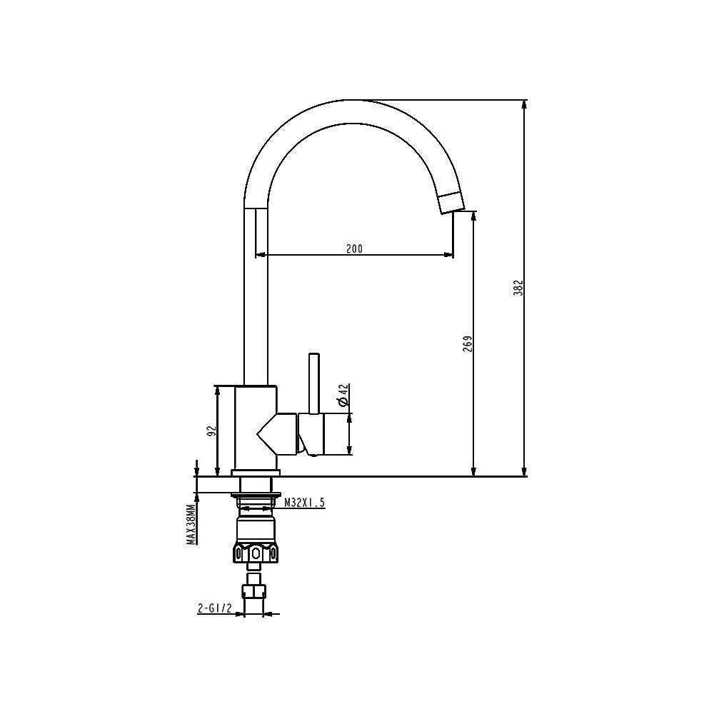 AMOZA Progo Gooseneck Swivel Sink Mixer | Lead Free SS 304 |Chrome, Brushed Stainless Steel, Gun Metal, Matt Black, Brushed Gold