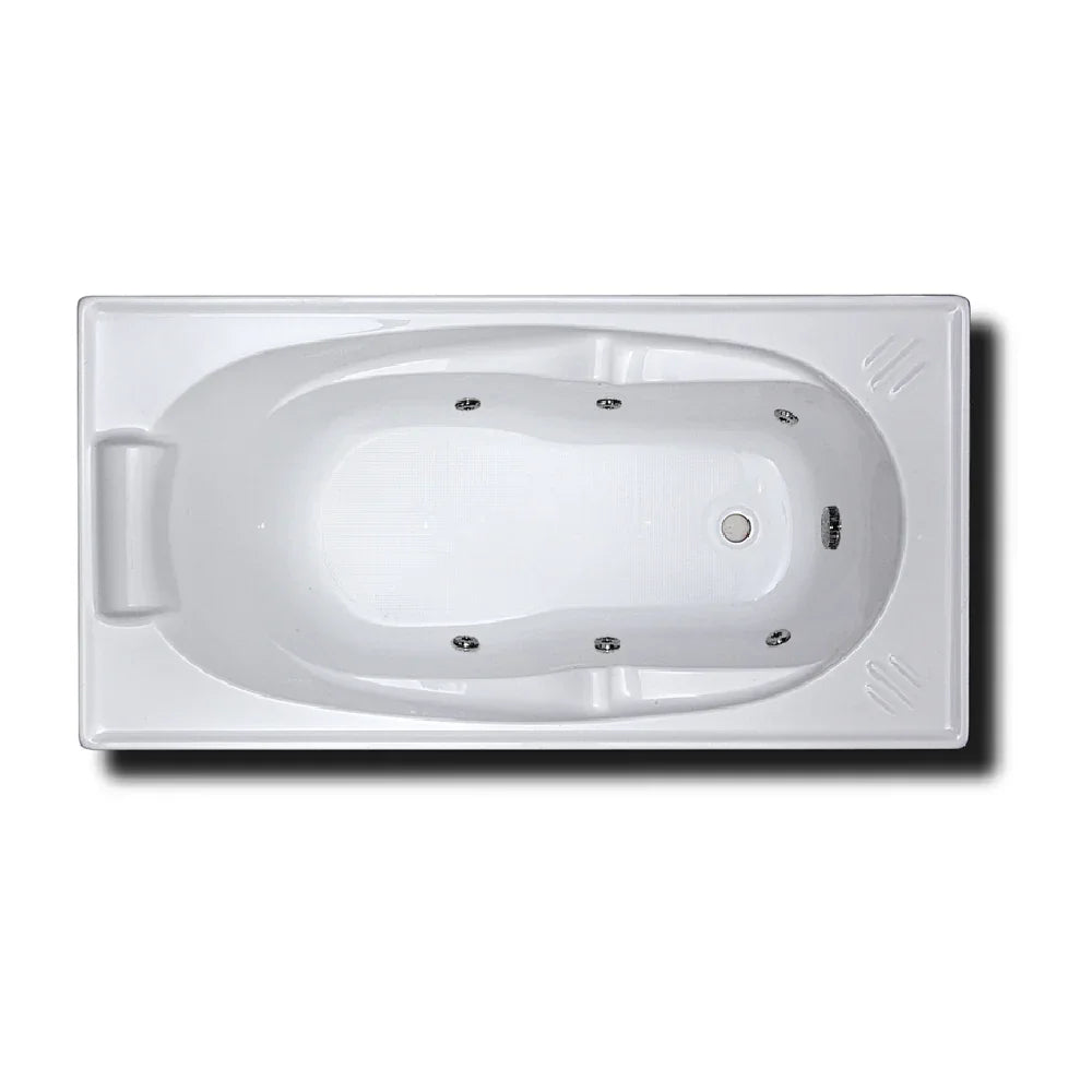 Modern white rectangular drop-in spa bath with multiple jets, Secasa Home bathroom product