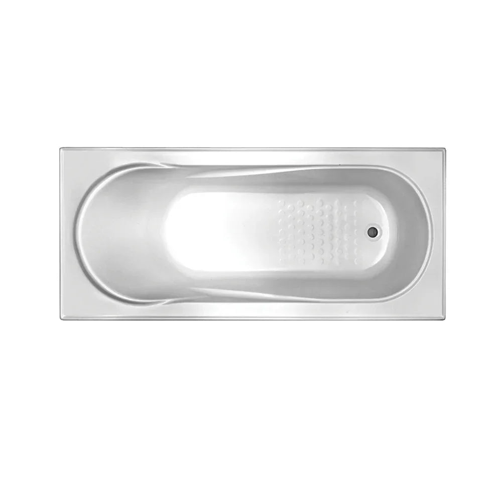 Modern white rectangular acrylic built-in bathtub with textured base, Secasa Home bathroom product