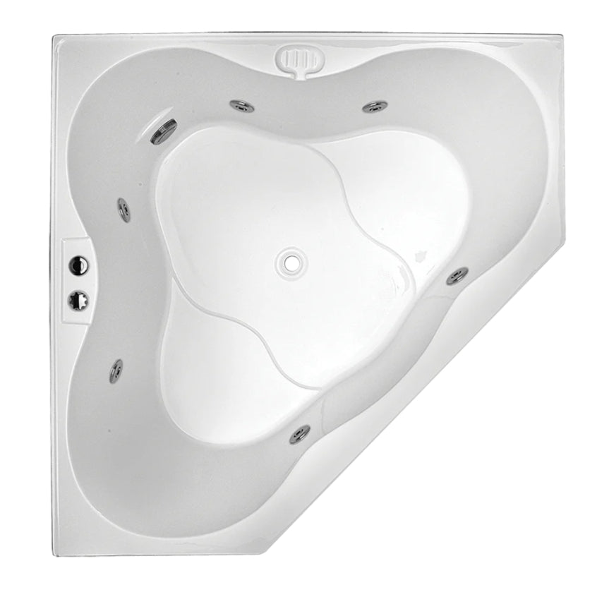 Broadway Almina 1285mm white corner drop-in spa bath with curved interior design