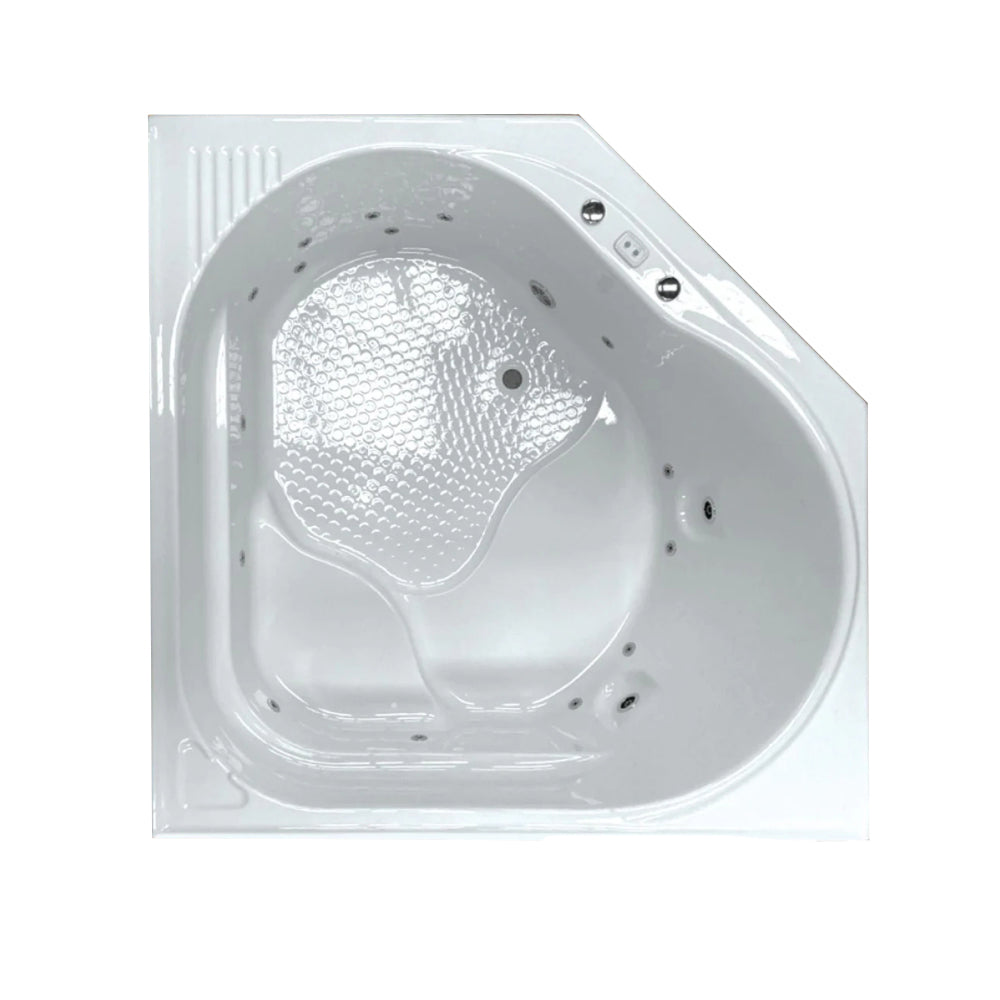 Interior view of the Barda spa bath highlighting the built-in armrests, headrests, and hydrotherapy jets.