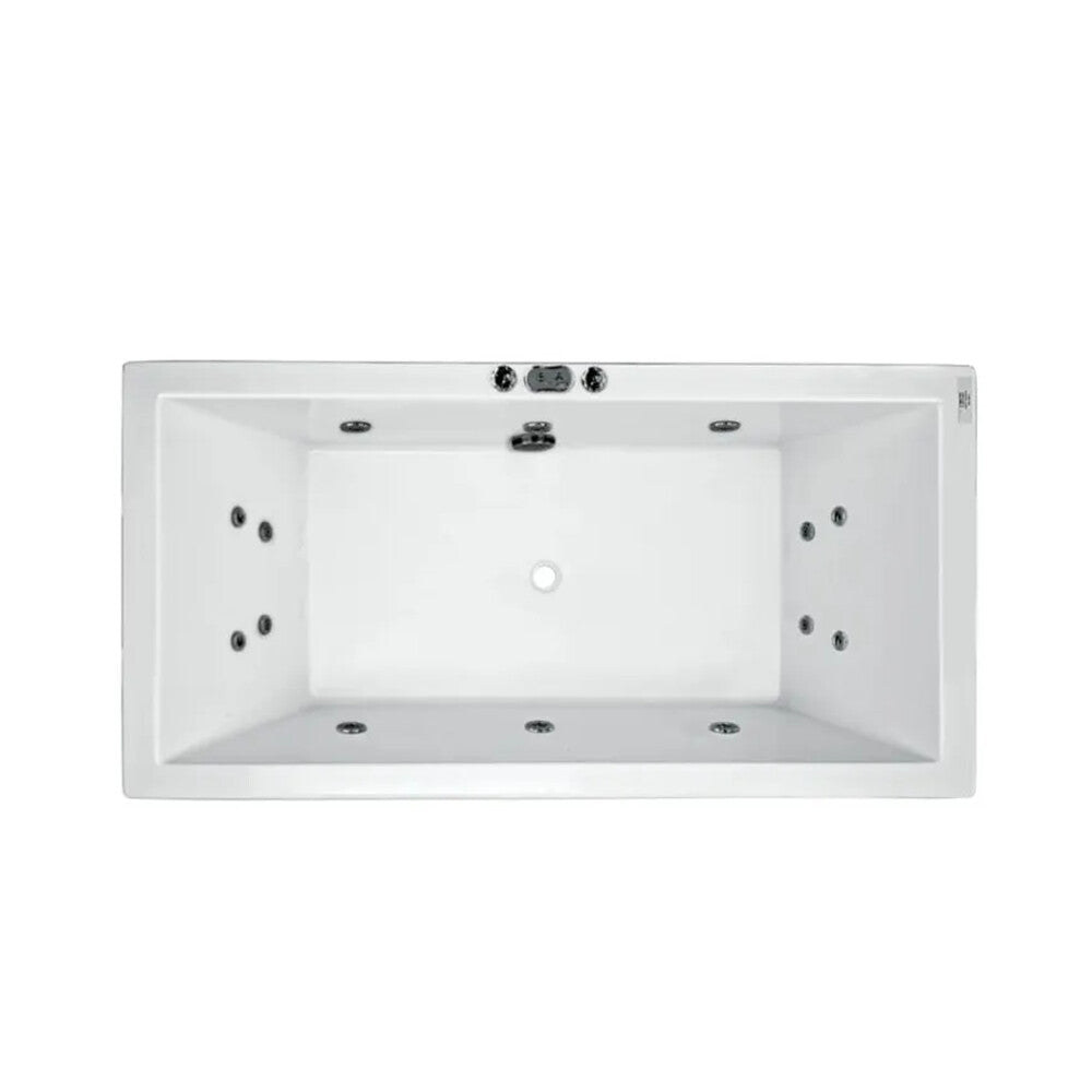 Broadway Catolina Gloss White Drop-in Rectangular Spa Bathtub (1550mm to 1800mm) with customizable 6, 10, or 14 jets.
