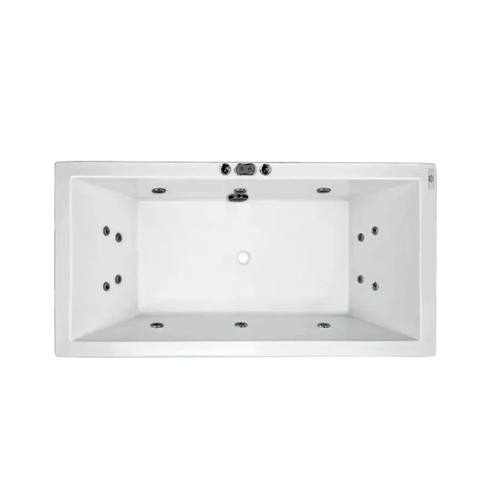 Modern white acrylic spa bath with jets, rectangular design, ideal for contemporary bathrooms
