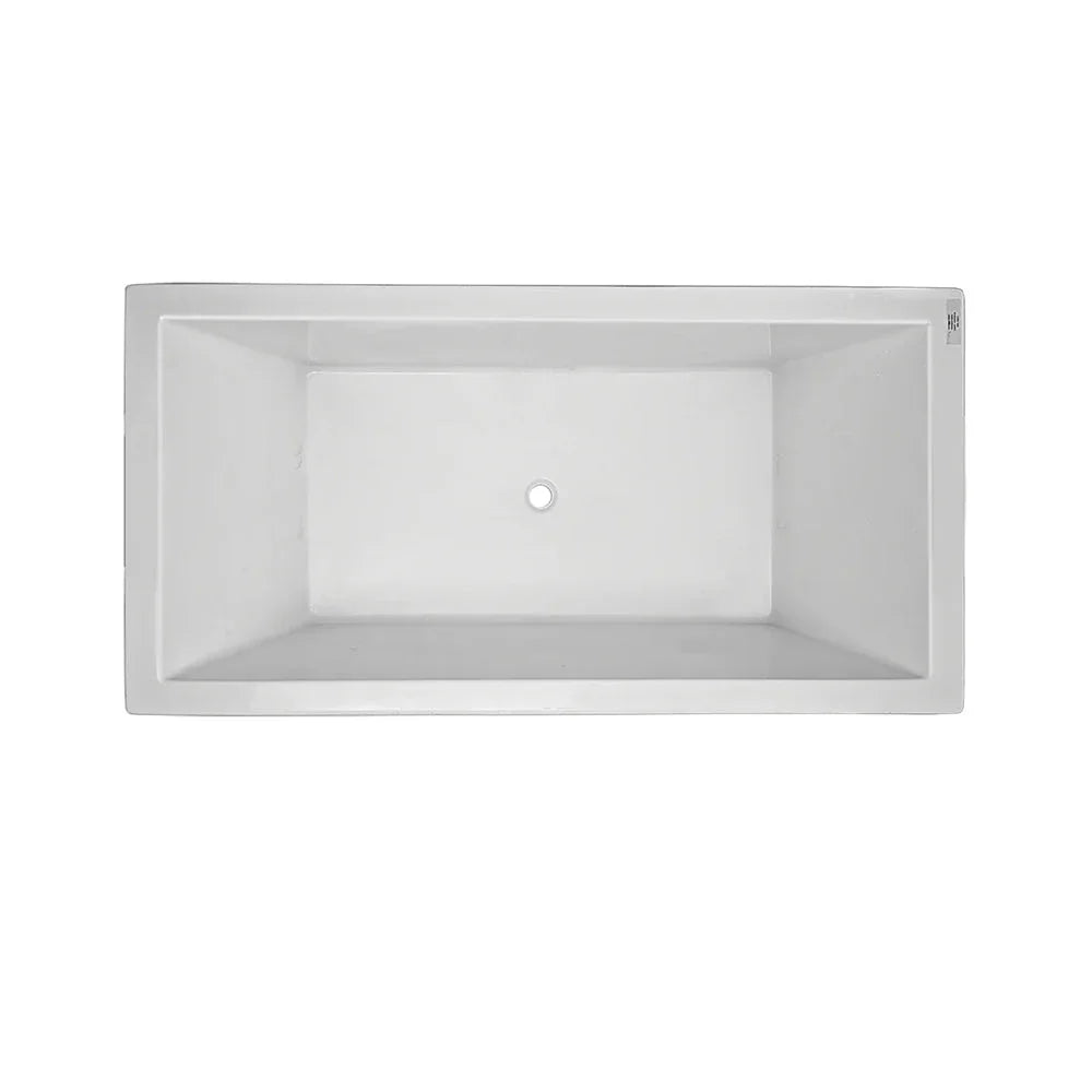 Modern white rectangular built-in acrylic bathtub, Secasa Home bathroom collection