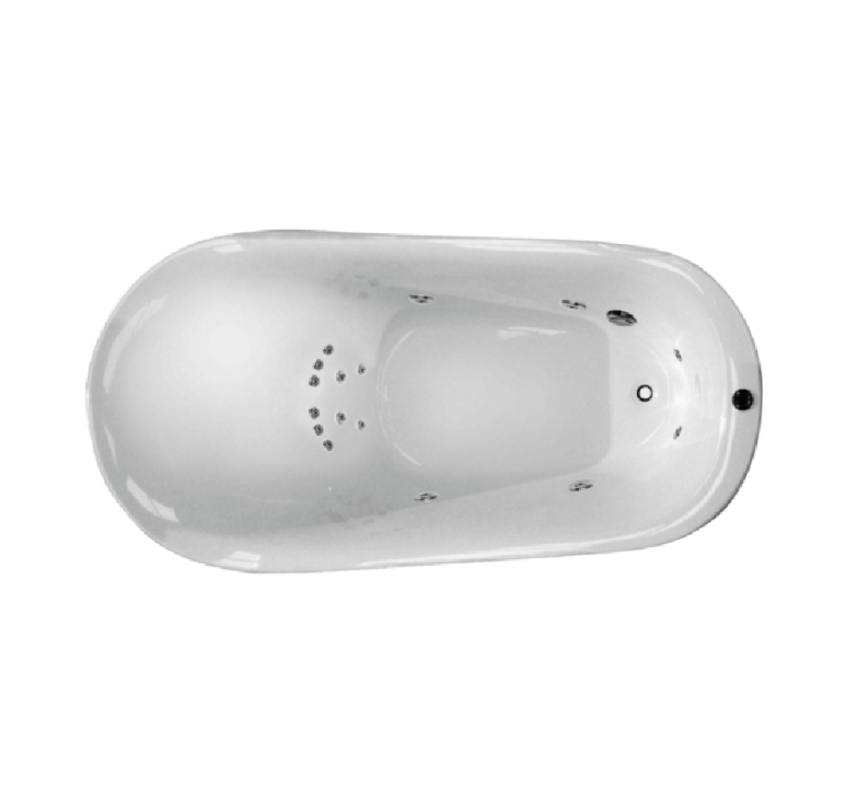 Broadway FS21 Freestanding Oval Spa Bath (1800mm) in Gloss White with 12 Hydrotherapy Jets