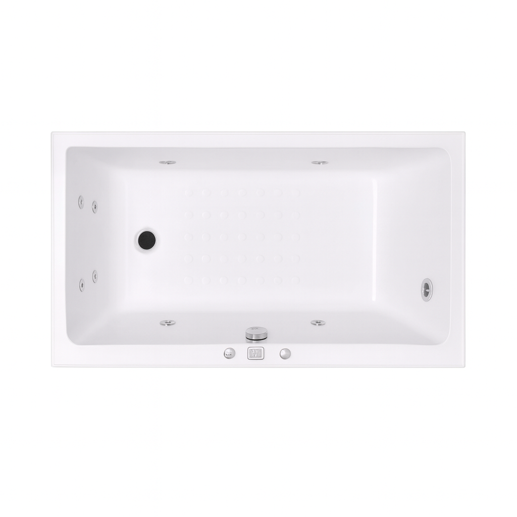 Broadway Grandisimo 1400mm Gloss White Drop-in Rectangular Spa Bathtub with 6, 10, or 12 hydrotherapy jets.