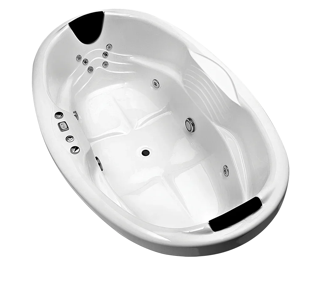 Modern white oval drop-in spa bath with 16 jets and headrests, Secasa Home bathroom product