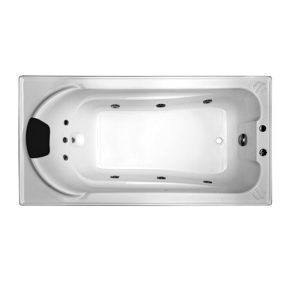 Broadway Montillo 1670mm Gloss White Rectangular Drop-in Spa Bath with hydrotherapy jets.