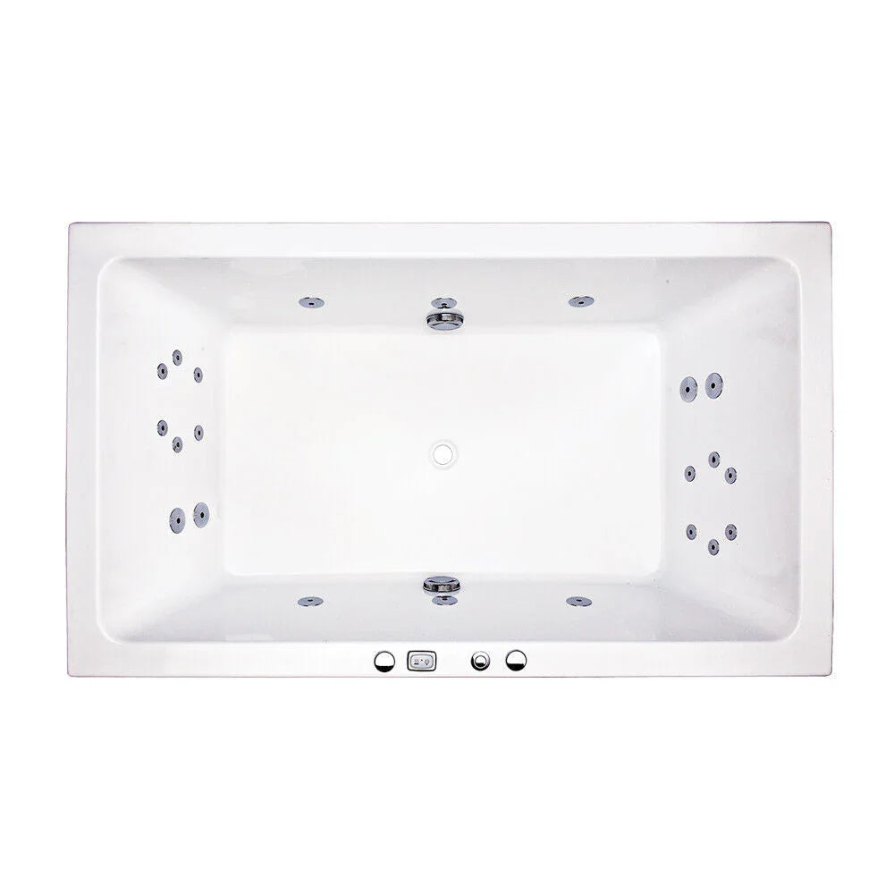 White rectangular spa bath with 22 jets, modern drop-in style from Secasa Home