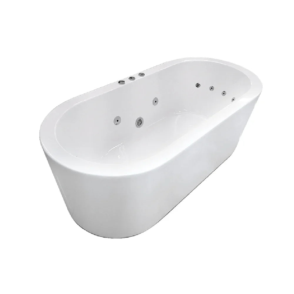 Modern white oval freestanding spa bath with jets, Secasa Home bathroom renovation product
