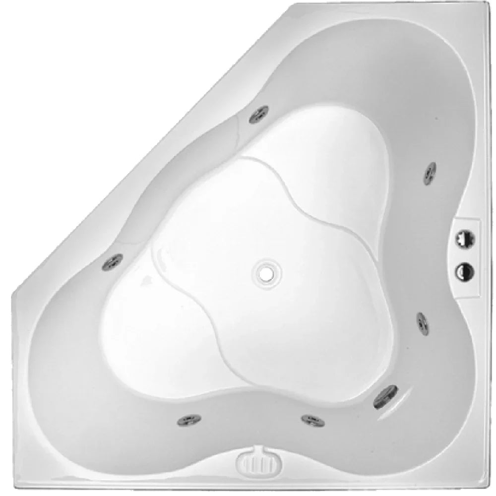 White corner drop-in spa bath with jets, modern design, Secasa Home bathroom feature