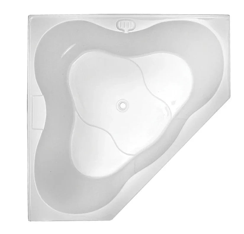 Modern white drop-in corner bathtub with curved design from Secasa Home