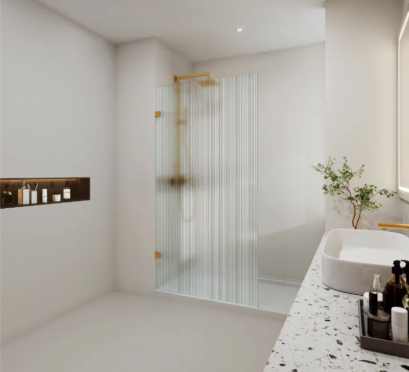 Covey Frameless Walk-In Fluted Glass Shower Screen Panel (800–1200mm)